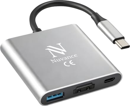 Nuvance USB C naar HDMI Adapter - USB C HDMI - USB Hub - UBS C naar USB A - 4K HDMI Splitter - PD100W Laptop Opladen