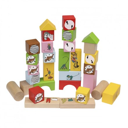 Kinderboeken Pippi Langkous houten blokken set - educatief speelgoed 30 stuks.