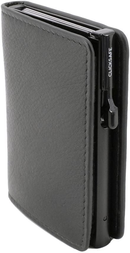 CLICKSAFE - Slanke portemonnee met kaarthouder - Nappaleder zwart - JU-985201