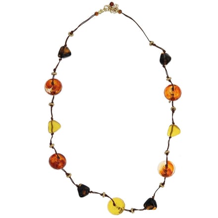 Behave - Kralen ketting - Bruin, amberkleur - Trendy, 45 cm