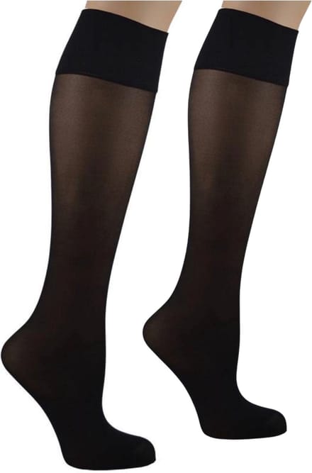 6 Paar DONEX® panty kniekousen - 40 Denier - Zwart