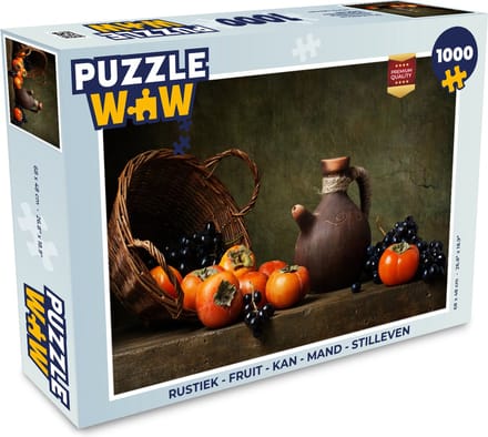Puzzel Rustiek - Fruit - Kan - Mand - Stilleven - Legpuzzel - Puzzel 1000 stukjes volwassenen