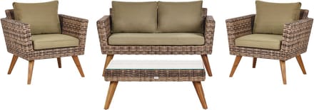VITTORIA - Loungeset voor 4 - Olijfgroen - PE rotan