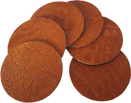 Leren onderzetters cognac met croco structuur set van 10 stuks - De Riemenspecialist cadeau tip!