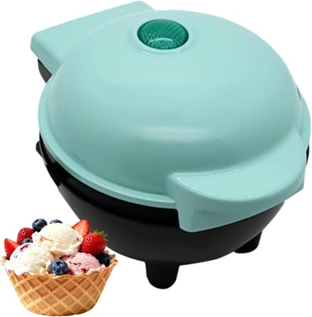 Wafelmaker - IJscoornmaker - Desserts Maken - Antiaanbaklaag - 17x13x17 cm - Blauw