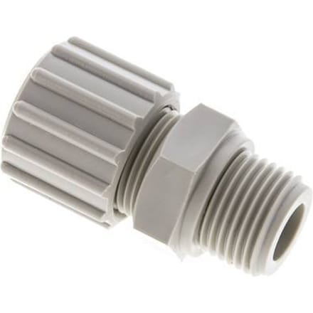 15x9mm & G1/2'' PP Rechte Knelfitting Buitendraad 10bar Kunststof en Polyamide