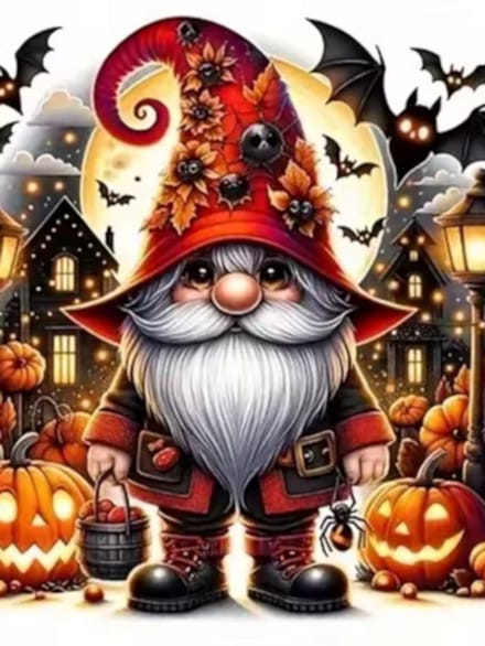 Diamond painting Kabouter halloween vleermuis 30x40cm vierkante steentjes