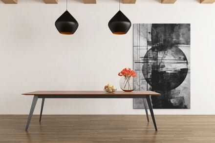 Canvas Schilderij Abstract - Zwart - Grijs - Wanddecoratie - 60x40x2 cm