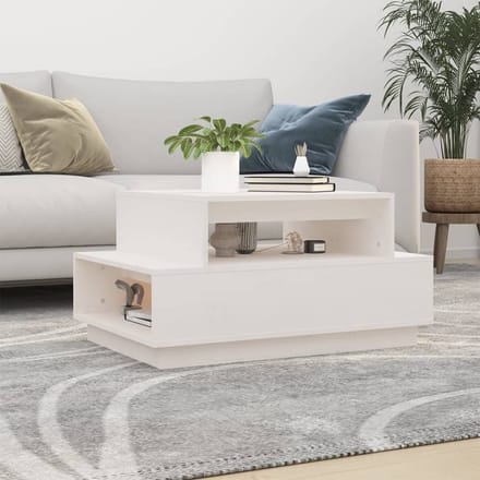vidaXL - Salontafel - 80x55x40,5 - cm - massief - grenenhout - wit