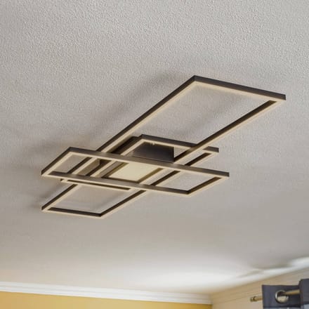 Lindby Ismera plafondlamp 3 frames, antraciet