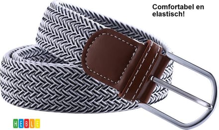 *** Elastische Geweven Riem_Gevlochten Rekbaar Stripes_Zwart/Wit - van Heble® ***