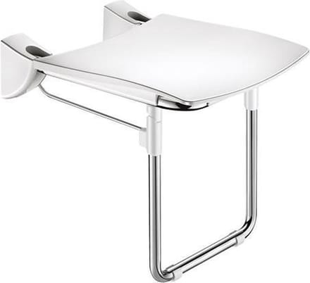 Opklapbaar douchezitje extra comfort + voet RVS glanz. gepol.