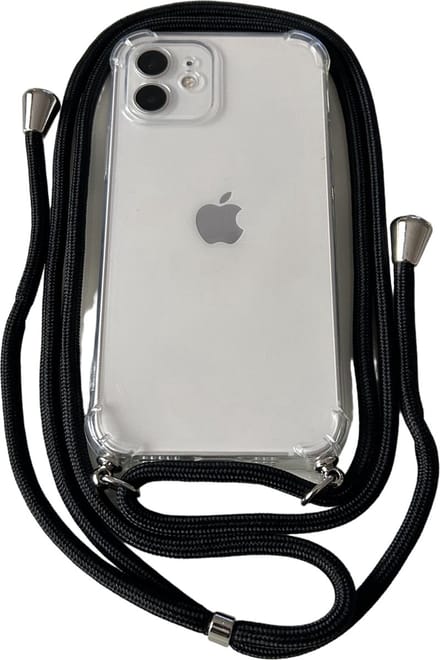 Anti Shock siliconen backcover met Koord - Geschikt voor iPhone 12 Pro - Transparant