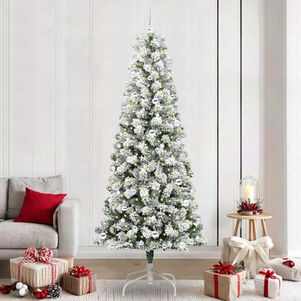 vidaXL - Kunstmatige - Hinged - Kerstboom - 300 - LED's - Groen - en - Wit - 240 - cm