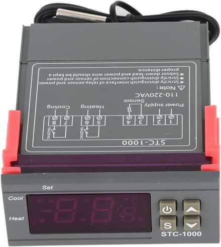 Digitale Temperatuurregelaar - Thermostaat Sensor - Klimaat Beheersen - Dubbele Koel/Verwarm Modus - 8.4 x 7.6 cm - Zwart