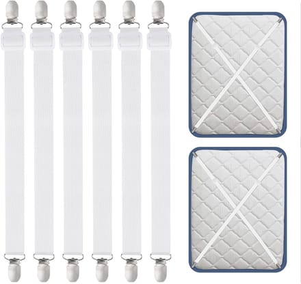 JGS ® Verstelbare Elastische Bedlakenspanners voor Diverse Toepassingen, 6 Stuks, 55-250 cm, Wit