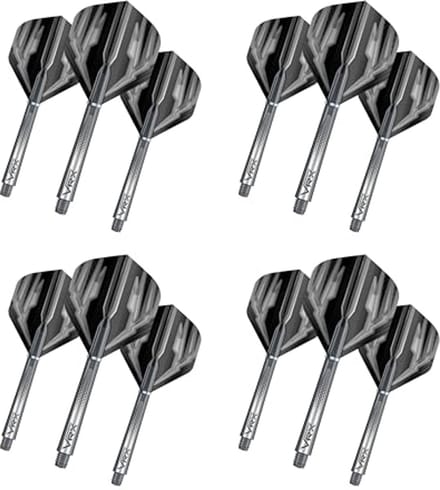 Dart Flights en Stems Combo - 4 Sets Standaard Vleugels en 4 Sets Medium Stelen