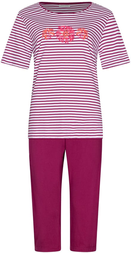 Pastunette - Pyjama - Paradise Pink - Bio Katoen - Wit/Donkerroze - Maat 48