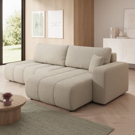 Meubella - Feather L - Hoekbank - Teddystof beige - Rechts