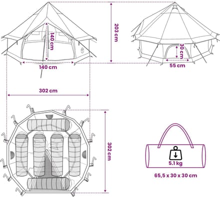 vidaXL - Tipi - Tent - 6-persoons - Bruin - Grijs - Polyester - en - Staal