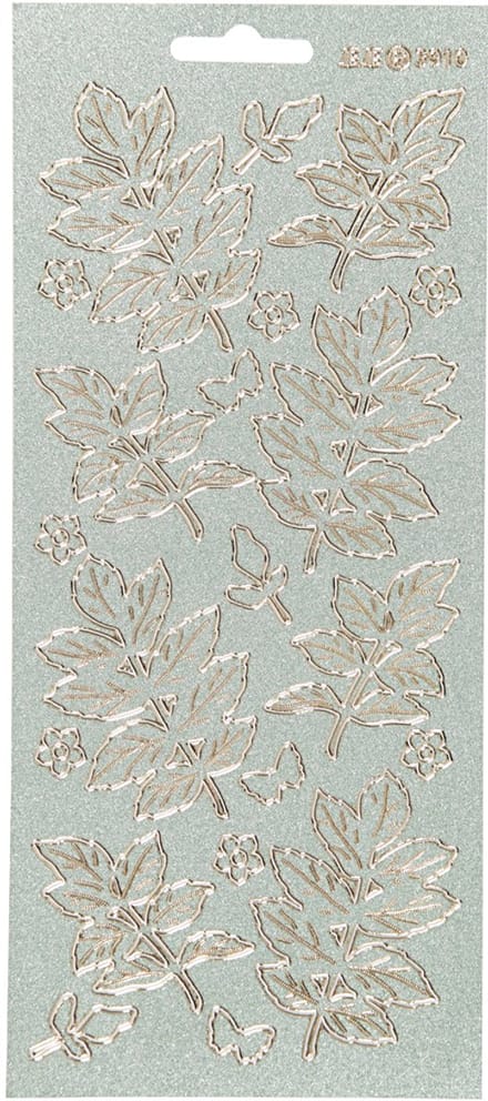 Stickers, bladeren, vel 10x23 cm, goud, 1 vel