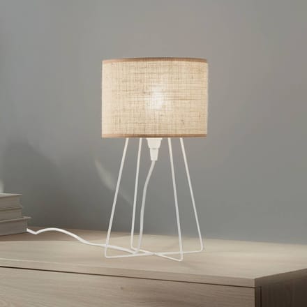 Duolla Tafellamp Trixi met draadframe wit/beige, stof, E14