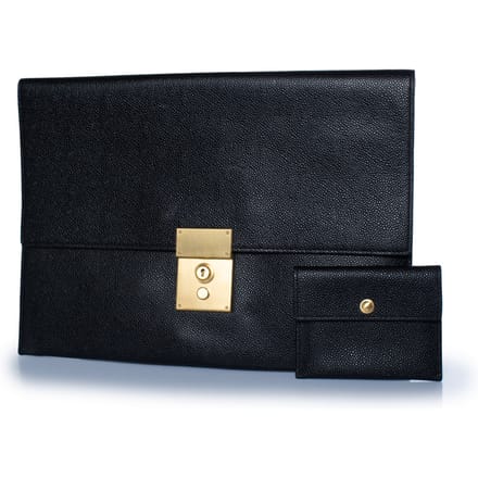 Thom Browne, clutch van structuurleer met portemonnee