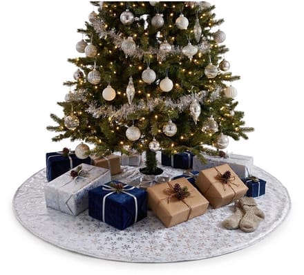Anna's Collection Kerstboomrok- grijs - D120 cm - polyester - kerstboom keed - kerstversiering