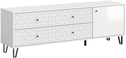 Modern Lowboard in Wit - Ruime Opbergkast met Laden en Deur - 164x56x40cm