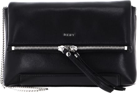 DKNY Leren Schoudertas Avondtas Jaye Clutch Crossbody Black / Silver Zwart