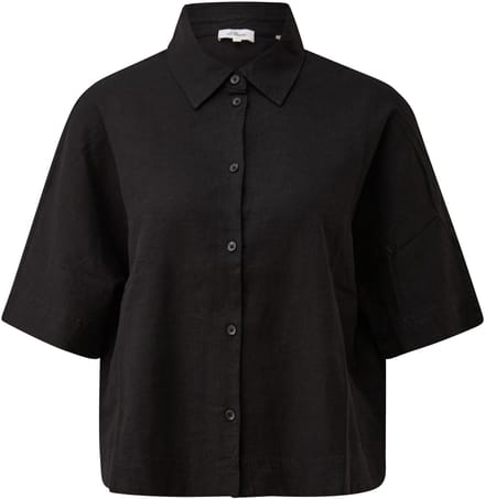 Vrouwelijke Linnen Mengsel Korte Mouwen Blouse met Hemdneck s.Oliver