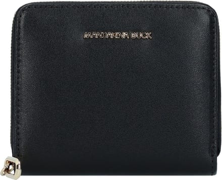 MANDARINA DUCK Leren Portemonnee Luna Zip Wallet Black Zwart