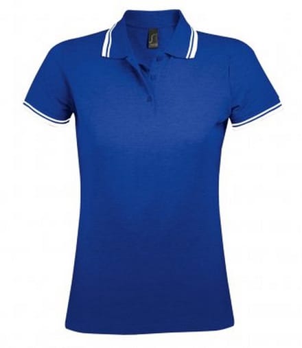 SOLS Dames/dames Pasadena getipt korte mouw Pique Polo Shirt (Koninklijk/Wit)