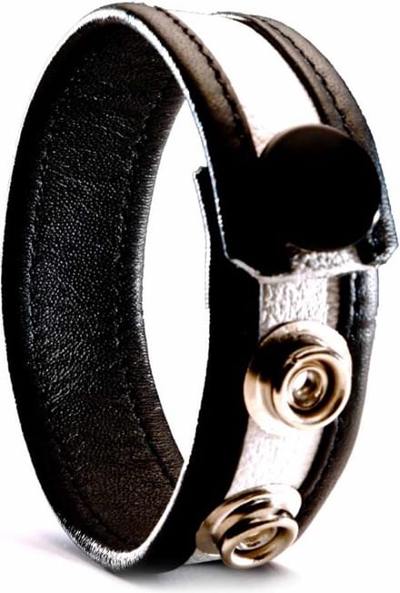 Leren cockstrap zwart-wit