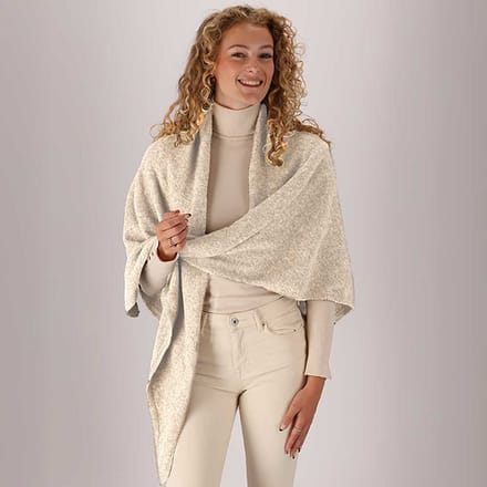 Gebreide omslagdoek - Dames - Woolwhite - Wool white / One Size