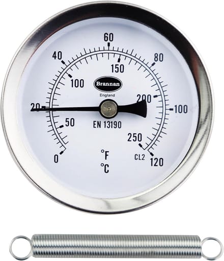 Pijpthermometer - Temperatuurmeter - Leidingen Meten - Hoge Nauwkeurigheid - 0-120 °C - Zilver