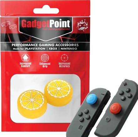 Gadgetpoint - Thumb Grips voor Nintendo Switch Joy-Con Controllers - Gaming Thumbgrips - Performance Anti-Slip Thumbsticks - Bescherming Accessoires - Fruit Geel
