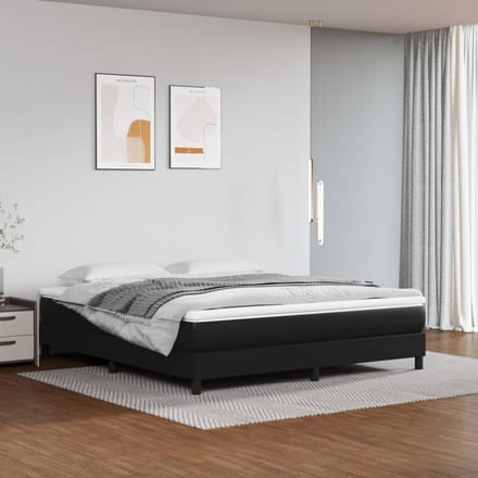 vidaXL - Boxspring - bed - kunstleer - zwart - 180x200 - cm