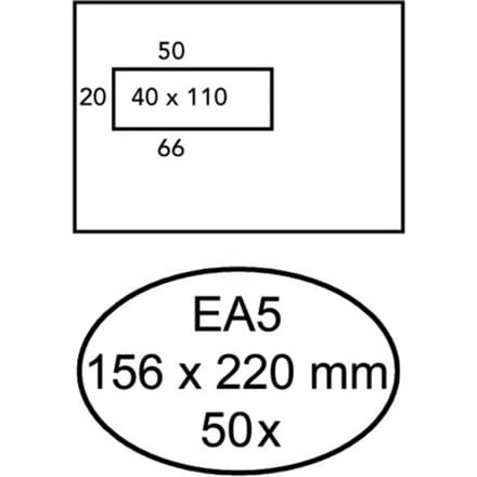 Envelop Hermes EA5 156x220mm venster 4x11links zelfklevend 50 stuks