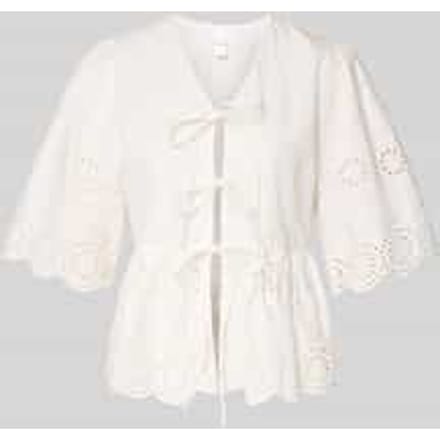 regular fit blouse met ajour borduursels model 'Cornelia'