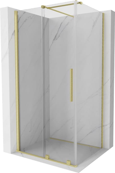 Mexen Velar schuifbare douchecabine 100 x 80 , transparant, geborsteld goud - 871-100-080-01-55