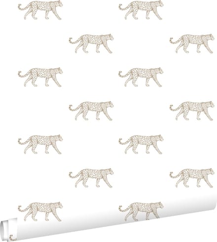 ESTAhome behang panters wit en beige - 53 cm x 10.05 m - 139771