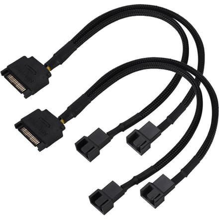 SATA 15Pin naar 2*4Pin Koelventilator Stroomadapterkabel 2-weg Converter 22AWG Kabel black