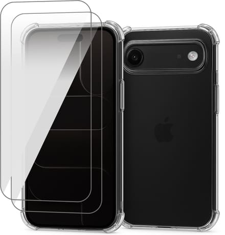 Hoesje geschikt voor iPhone 17 Air - 2x Screenprotector Glas - Shockproof Transparant
