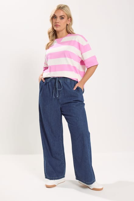 Yours Indigoblauwe Pullon Jeans Met Wijde Pijpen Size Regular > 42