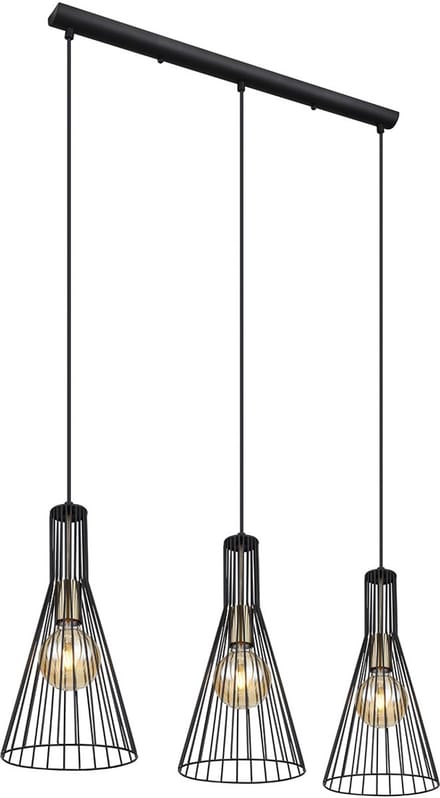Globo - hanglamp - Milli - zwart - metaal - grote eettafellamp - E27 - 15587-3H