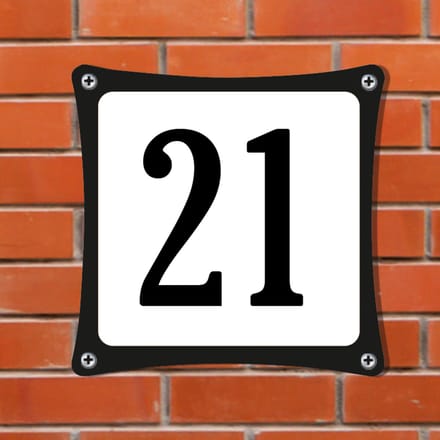 Decoporta Huisnummerbord Emaille-Look - Nummer 21 - Standaard - 10 x 10 cm | incl. schroeven