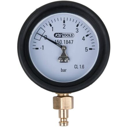 KS Tools 150.1847 Manometer 1,0 - 5,0 bar incl. Aansluitnippel en beschermkap