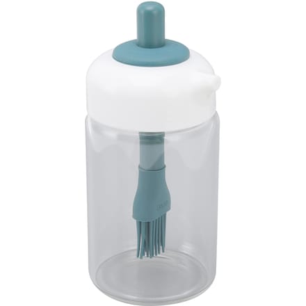 Drukbediening 2-in-1 Olieflessendispenser Keuken Glas Olieflessen met Siliconen Borstel 230ml Donker white