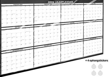 Jaarplanner 2027 - B1 (100 x 70 cm) - Gelamineerd - Ophangstickers - Planstickers